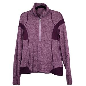 Lululemon Run Swiftly Tech 1/2 Zip Pullover Heathered Purple Thumbholes Womens